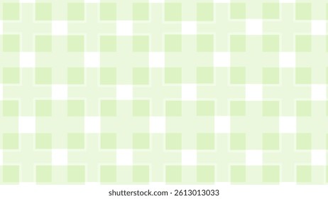 Green and white geometric seamless pattern with squares. Plaid checkered background.
