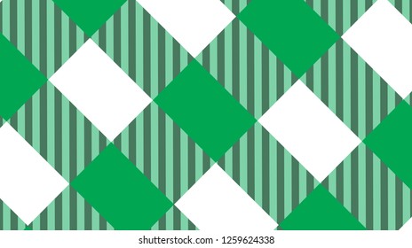 Green and white gingham background texture.Vector illustration