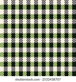 Green and White Gingham, Checkered Fabric, Classic Plaid Seamless Pattern Background. Countryside Charm, Picnic Plaid, Timeless Tartan Seamless Pattern