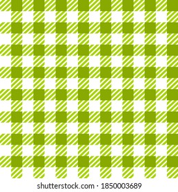 Green White Gingham Lumberjack Buffalo tartan Checkered plaid seamless pattern. Texture for fabric, tablecloths, clothes, shirts, dresses, paper, bedding, blankets, quilts ,textile.Geometric design.