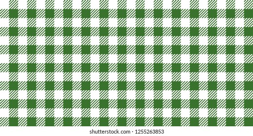 Green and white gingham seamless background pattern. 