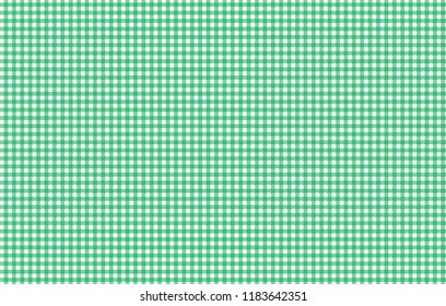 Green and white gingham seamless pattern. Texture from rhombus/squares for - plaid, tablecloths, clothes, shirts, dresses, paper,quilts and other textile products. Vector illustration.