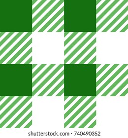 Green and White Gingham Tablecloth Seamless Pattern 