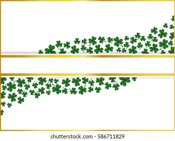 Green White Gold Rectangle Decorative Shamrock Leaf  Background