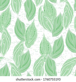 green white grass textured leaf doodle background design