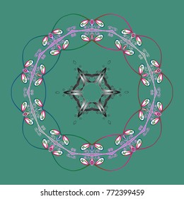 Green, white and gray colors. Vector sketch. Green, white and gray snowflakes. Christmas cute background with snowflakes abstract background. Holiday design for Christmas and New Year fashion prints.