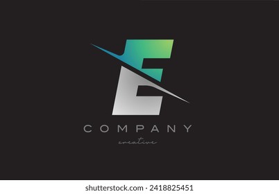 green white grey E gradient letter logo icon design vector illustration. Creative cut style template for company or business