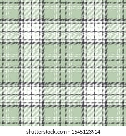 Green, white, and grey plaid pattern vector graphic. Tartan check plaid for flannel shirt, blanket, scarf, throw, duvet cover, upholstery, or other modern spring or summer fashion fabric design.