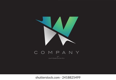 green white grey W gradient letter logo icon design vector illustration. Creative cut style template for company or business