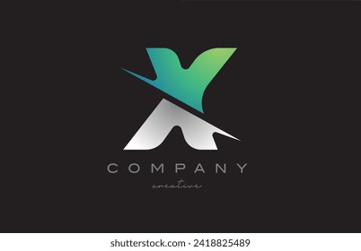 green white grey X gradient letter logo icon design vector illustration. Creative cut style template for company or business