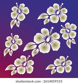 Green and White Hibiscus Flower Pattern