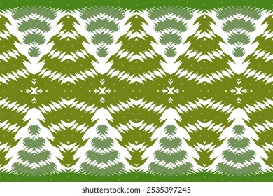 Padrão Chevron Ikat verde e branco: Design sem costura terroso para tecidos de moda e arte de árvore