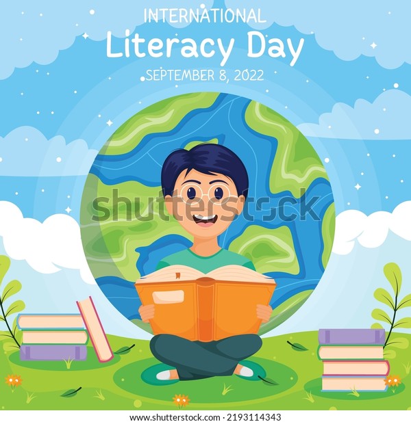 Green\
And White Illustration International Literacy\
Day
