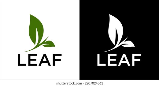 Green and white leaf logo with nice shape