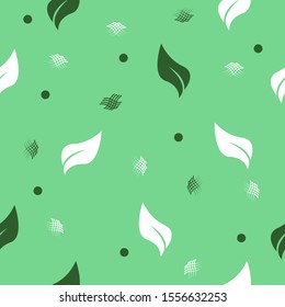 Green and white leafs on green background. Natural nature leaves pattern. Fashion, interior, wrapping, packaging suitable. 