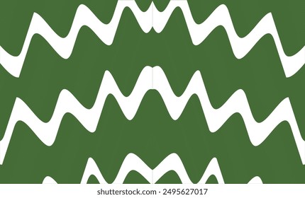 Green and white line ribbon on white background, seamless pattern with repeat blue waves as horizontal strip line, replete image design for fabric printing patter