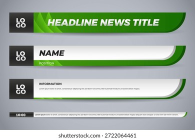 Green and White Lower Third News Graphics with Logo and Text Layout for Broadcast Media