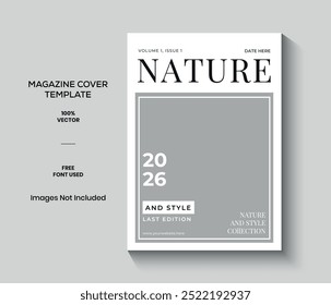 Modelo De Capa De Revista Estilo De Moda Minimalista Verde E Branco