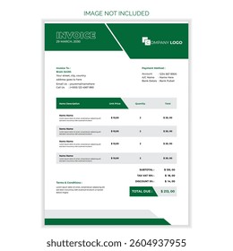 Green and White Modern Business Invoice Template