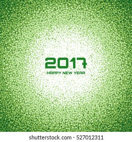 Green White New Year 2017 Snow Flake Background. Christmas circle dots  winter snowflake pattern background. Circle new year frame. Vector illustration. New Year Christmas background.