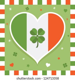 green, white and orange ireland decoration with irish heart