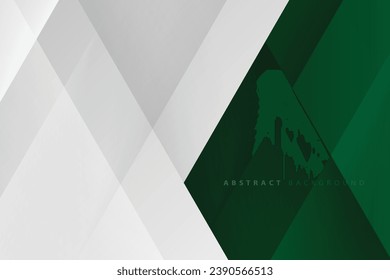 green and white paper cut abstract background with realistic diagonal shadow lines