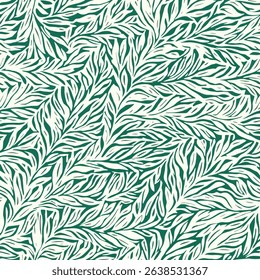 Green and white pattern, hand-drawn lines on linen fabric print pattern, cotton, silk, vector illustration, doodle summer, kids and baby designs for print fabric.
