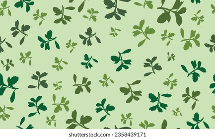 a green and white pattern with leaves, A seamless pattern with floral motifs in blue, green and brown colors.