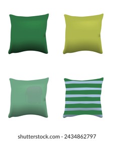 Conjunto de almohadas verdes y blancas, vector