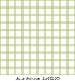 Green and white plaid pattern. Checkered simple vector illustration. Gingham seamless texture for digital, wrapping paper, textile, fabric. Square basic endless tile