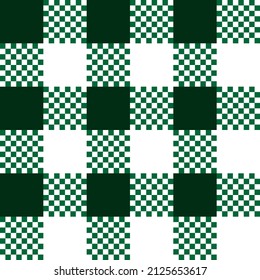 Green and white plaid seamless pattern background. Vector illustration.