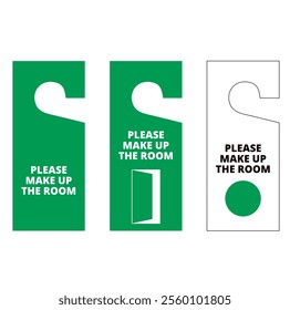 Green and white please make up the room door hanger tags on a white background