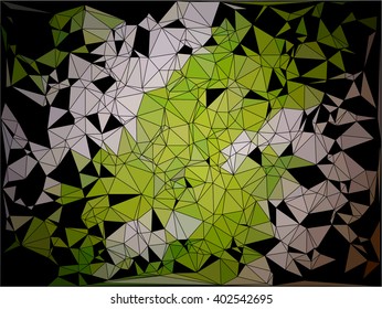 Green white polygon on black background