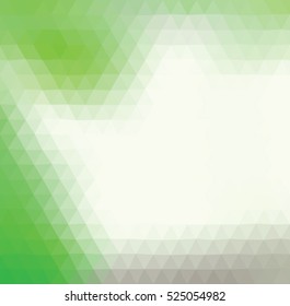 Green and white polygonal illustration with triangle. Geometric background. 