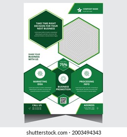 Green and white promotional creative corporate business flyer design template
