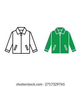 Grüne und weiße Rennjacke mit Kragen und Reißverschluss