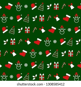 Green White And Red Christmas Pattern For Background Or Gift Wrapping Papper. New Year