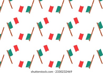 Green, white, red Mexican flag background isolated on a white background. Independence and the Revolution of Mexico. Mexican flag pattern, a seamless pattern of a Mexican symbol.