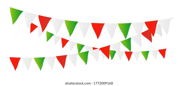 Green, white and red triangle flag banner