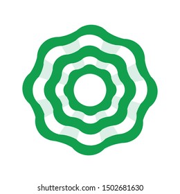 Green / white ribbon rosette. Vector illustration.