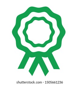 Green / white ribbon rosette. Vector illustration.