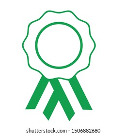 Green / white ribbon rosette. Vector illustration.