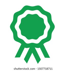 Green / white ribbon rosette. Vector illustration.