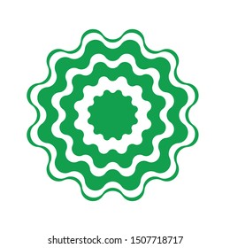 Green / white ribbon rosette. Vector illustration.