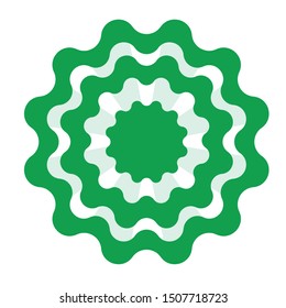 Green / white ribbon rosette. Vector illustration.