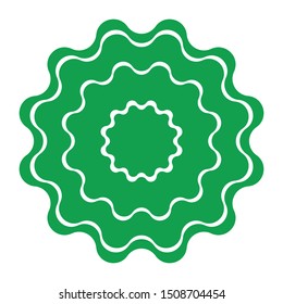 Green / white ribbon rosette. Vector illustration.