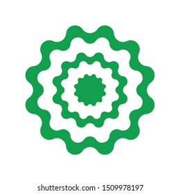 Green / white ribbon rosette. Vector illustration.