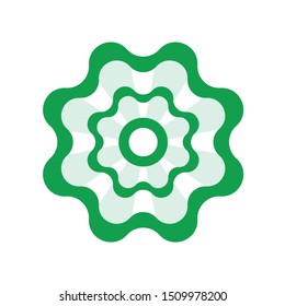 Green / white ribbon rosette. Vector illustration.