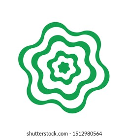 Green / white ribbon rosette. Vector illustration.