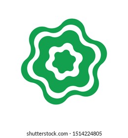 Green / white ribbon rosette. Vector illustration.